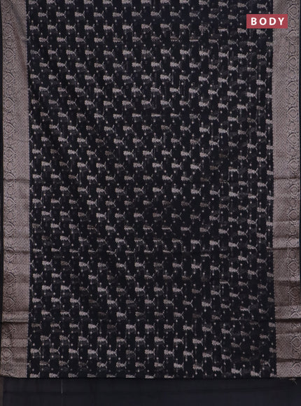 Banarasi semi chiniya saree black with allover thread & zari weaves and woven border