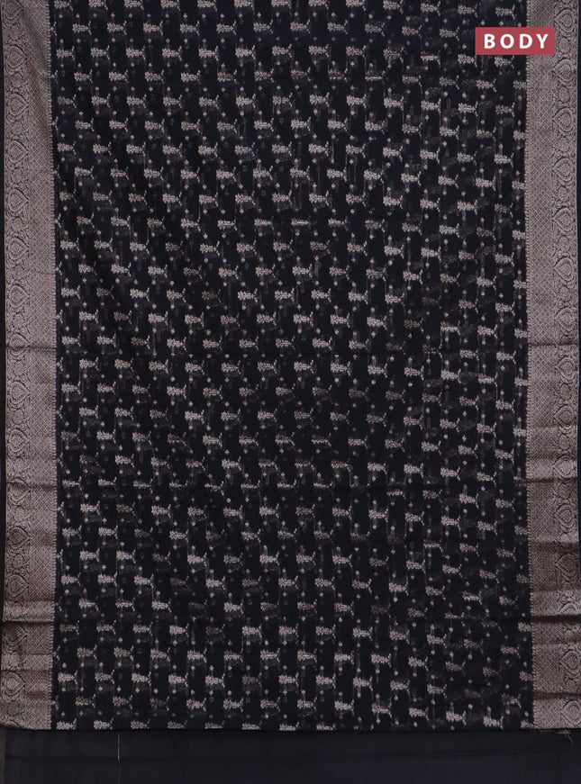 Banarasi semi chiniya saree black with allover thread & zari weaves and woven border