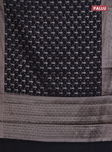 Banarasi semi chiniya saree black with allover thread & zari weaves and woven border