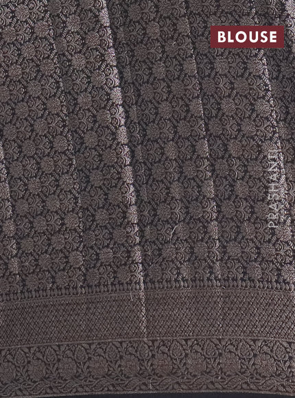 Banarasi semi chiniya saree black with allover thread & zari weaves and woven border