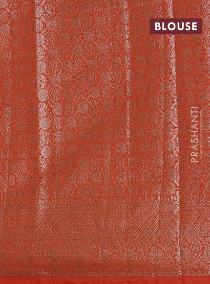 Banarasi semi chiniya saree orange with allover thread & zari weaves and woven border