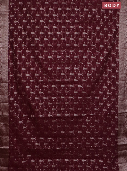 Banarasi semi chiniya saree deep maroon with allover thread & zari weaves and woven border