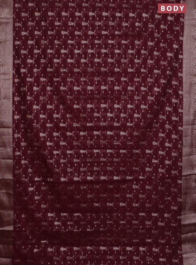 Banarasi semi chiniya saree deep maroon with allover thread & zari weaves and woven border
