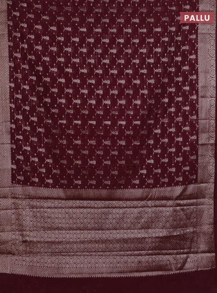 Banarasi semi chiniya saree deep maroon with allover thread & zari weaves and woven border