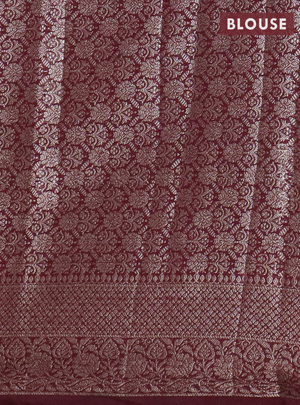 Banarasi semi chiniya saree deep maroon with allover thread & zari weaves and woven border