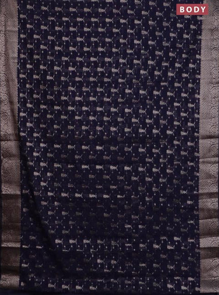 Banarasi semi chiniya saree navy blue with allover thread & zari weaves and woven border