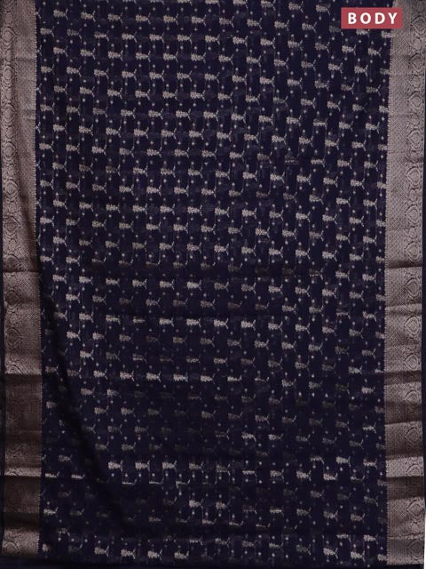 Banarasi semi chiniya saree navy blue with allover thread & zari weaves and woven border