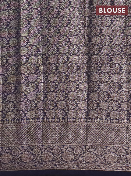 Banarasi semi chiniya saree navy blue with allover thread & zari weaves and woven border