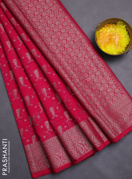 Banarasi semi chiniya saree pink with allover thread & zari weaves and woven border