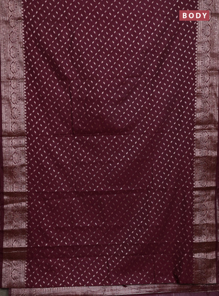 Banarasi semi chiniya saree deep maroon with allover thread & zari woven buttas and woven border
