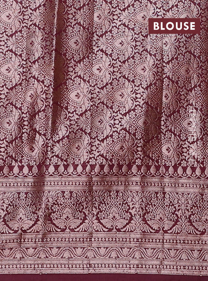 Banarasi semi chiniya saree deep maroon with allover thread & zari woven buttas and woven border