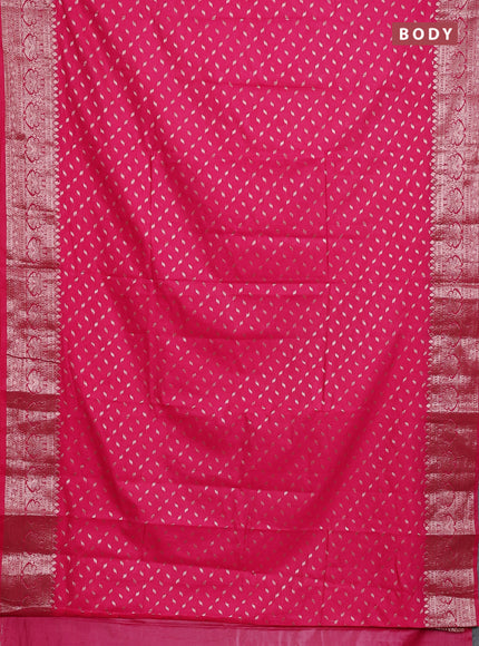 Banarasi semi chiniya saree pink with allover thread & zari woven buttas and woven border