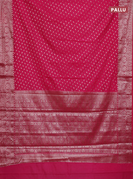 Banarasi semi chiniya saree pink with allover thread & zari woven buttas and woven border