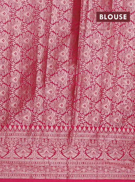 Banarasi semi chiniya saree pink with allover thread & zari woven buttas and woven border
