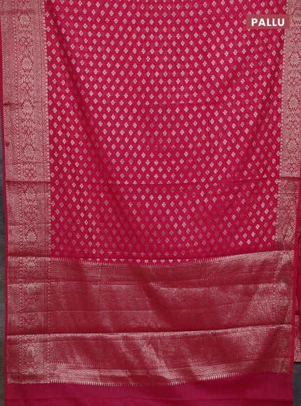 Banarasi semi chiniya saree pink with allover thread & zari woven buttas and woven border