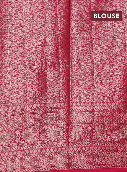 Banarasi semi chiniya saree pink with allover thread & zari woven buttas and woven border