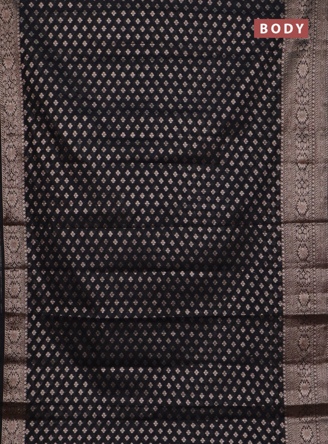 Banarasi semi chiniya saree black with allover thread & zari woven buttas and woven border