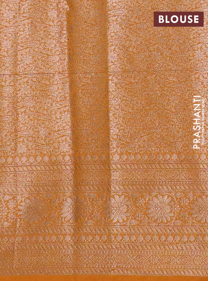 Banarasi semi chiniya saree mustard yellow with allover thread & zari woven buttas and woven border