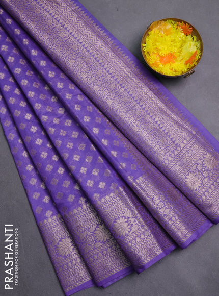 Banarasi semi chiniya saree lavender with allover thread & zari woven buttas and woven border
