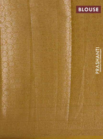 Banarasi semi chiniya saree dark mustard with allover thread & zari woven buttas and woven border