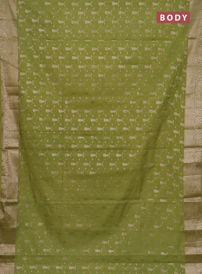 Banarasi semi chiniya saree light green with allover thread & zari woven buttas and woven border