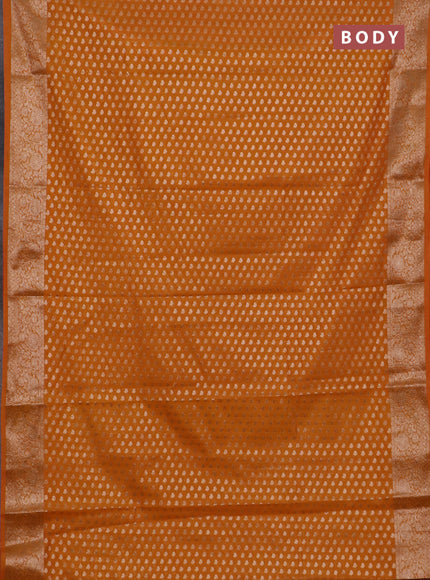 Banarasi semi chiniya saree dark mustard with allover thread & zari woven buttas and woven border