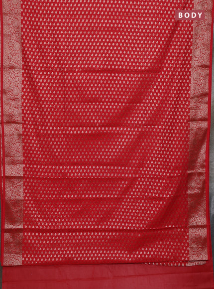 Banarasi semi chiniya saree red with allover thread & zari woven buttas and woven border