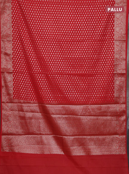 Banarasi semi chiniya saree red with allover thread & zari woven buttas and woven border
