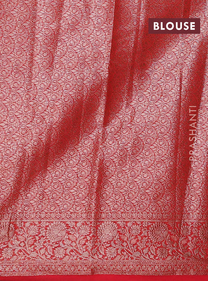 Banarasi semi chiniya saree red with allover thread & zari woven buttas and woven border