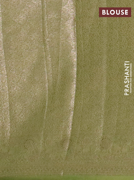 Banarasi semi chiniya saree light green with allover thread & zari woven buttas and woven border