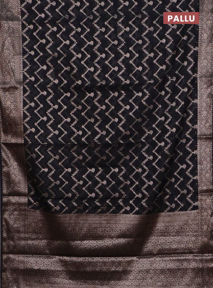 Banarasi semi chiniya saree black with allover thread & zari weaves and woven border