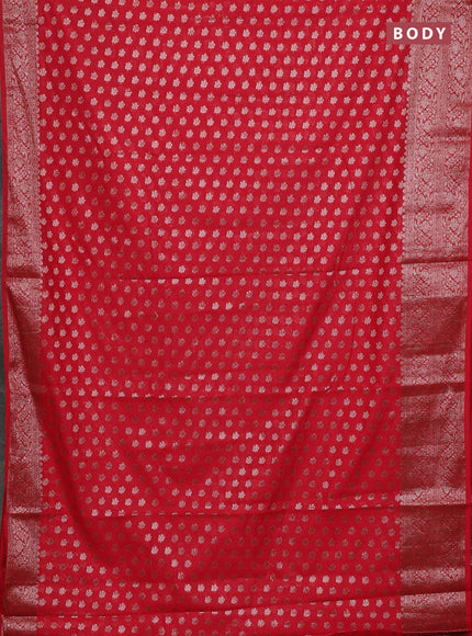 Banarasi semi chiniya saree red with allover thread & zari weaves and woven border