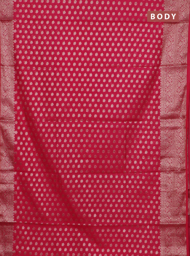 Banarasi semi chiniya saree pink with allover thread & zari weaves and woven border