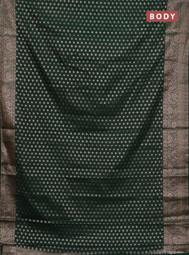 Banarasi semi chiniya saree green with allover thread & zari woven buttas and woven border