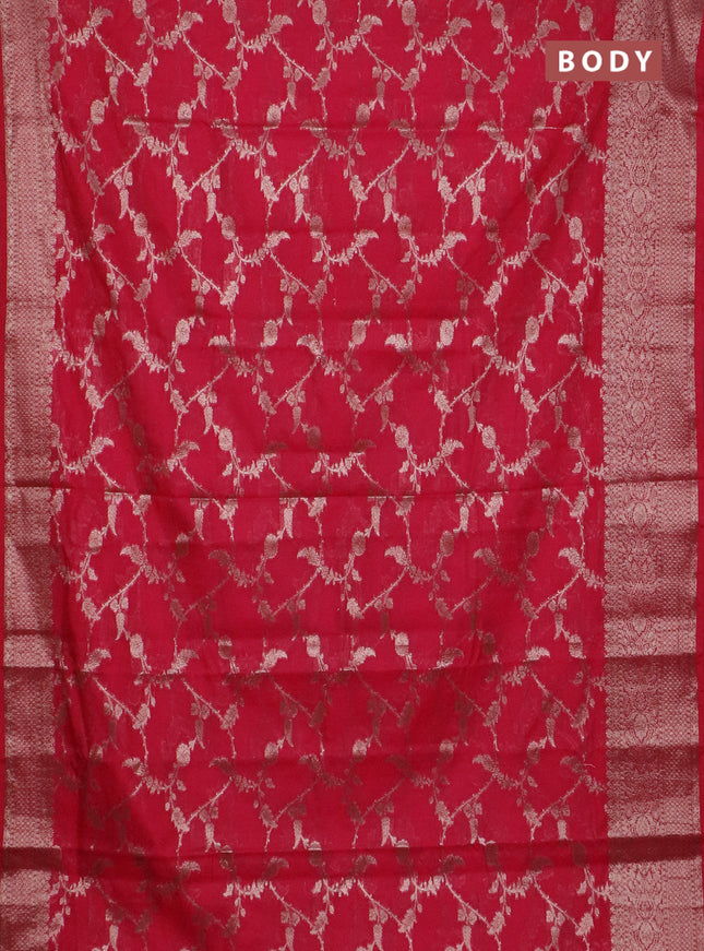 Banarasi semi chiniya saree pink with allover thread & zari weaves and woven border