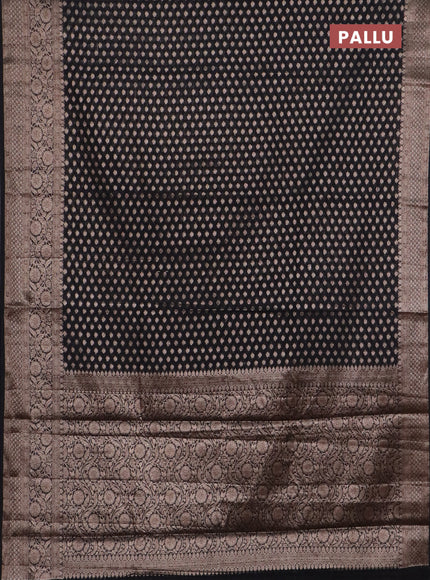 Banarasi semi chiniya saree black with allover thread & zari woven buttas and woven border