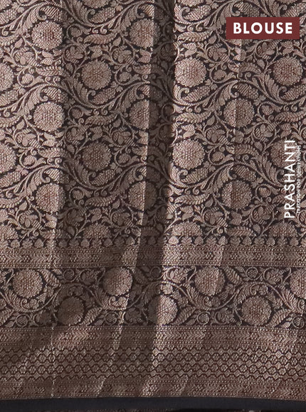Banarasi semi chiniya saree black with allover thread & zari woven buttas and woven border