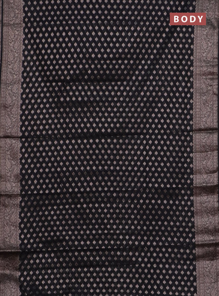 Banarasi semi chiniya saree black with allover thread & zari woven buttas and woven border
