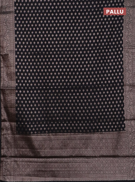 Banarasi semi chiniya saree black with allover thread & zari woven buttas and woven border