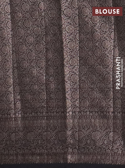 Banarasi semi chiniya saree black with allover thread & zari woven buttas and woven border