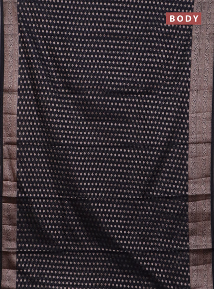 Banarasi semi chiniya saree black with allover thread & zari woven buttas and woven border