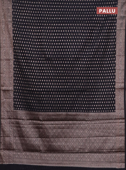 Banarasi semi chiniya saree black with allover thread & zari woven buttas and woven border