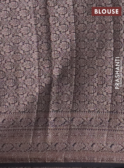 Banarasi semi chiniya saree black with allover thread & zari woven buttas and woven border