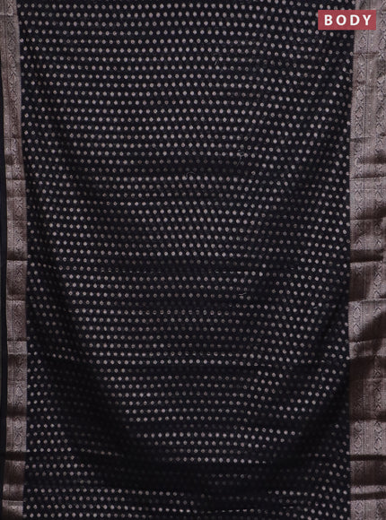 Banarasi semi chiniya saree black with allover thread & zari woven buttas and woven border