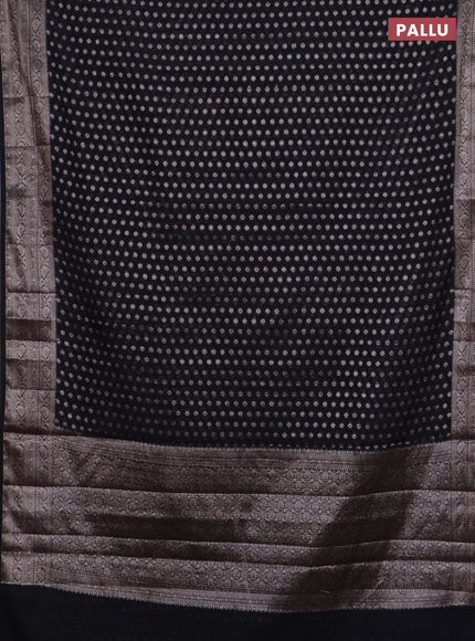Banarasi semi chiniya saree black with allover thread & zari woven buttas and woven border