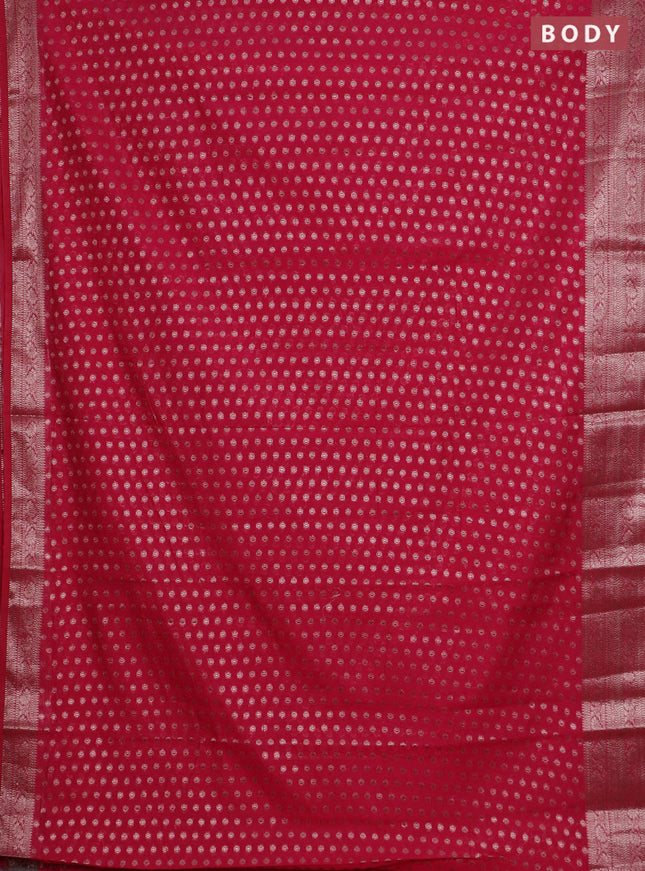 Banarasi semi chiniya saree pink with allover thread & zari woven buttas and woven border