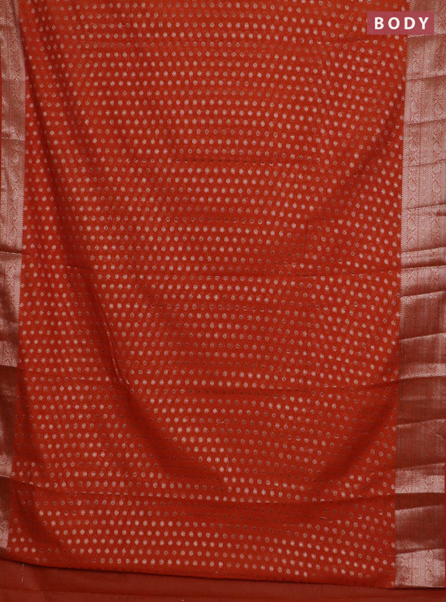 Banarasi semi chiniya saree orange with allover thread & zari woven buttas and woven border