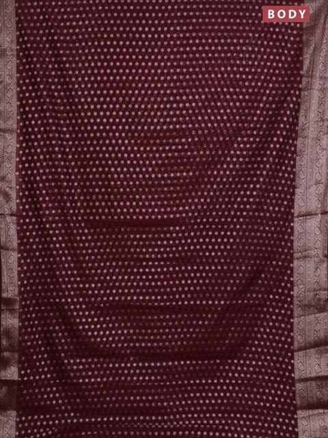 Banarasi semi chiniya saree wine shade with allover thread & zari woven buttas and woven border