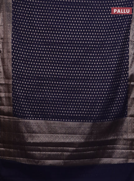 Banarasi semi chiniya saree navy blue with allover thread & zari woven buttas and woven border