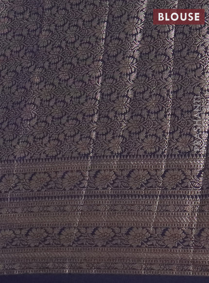 Banarasi semi chiniya saree navy blue with allover thread & zari woven buttas and woven border